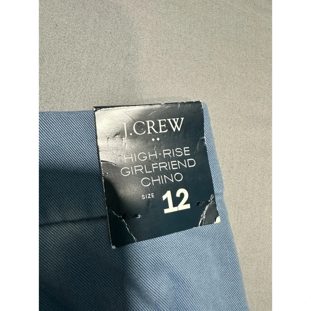 J Crew High rise Girlfriend Chino Light Blue Pants 12 NWT